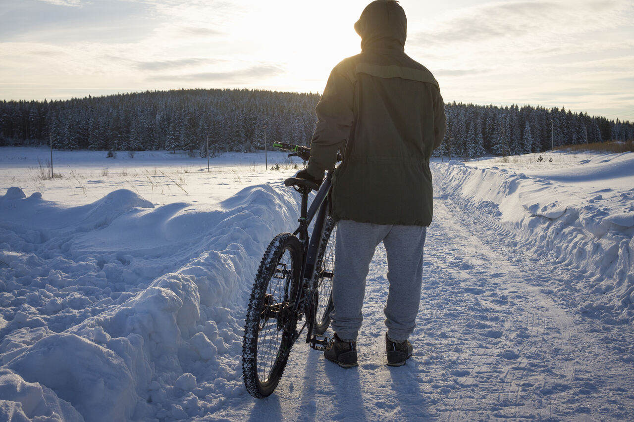 rowerzysta, zima