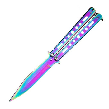 Nóż motylek Tęczowy Rainbow motylkowy F1 Taktyczny
