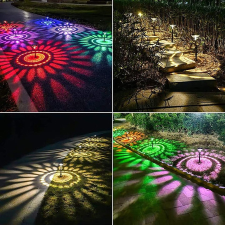 LAMPKA OGRODOWA SOLARNA WBIJANA LED MOZAIKA RGB LAMPA DEKORACYJNA 2 SZTUKI