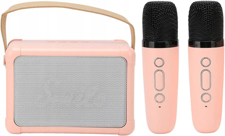 PRZENOSNY GŁOŚNIK BLUETOOH KARAOKE + 2 MIKOROFONY PANEL LED PODŚWIETLENIE