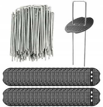 SZPILKI NIERDZEWNE STALOWE DO AGROWŁÓKNINY AGROTKANINY KOTWY 40SZT + RINGI