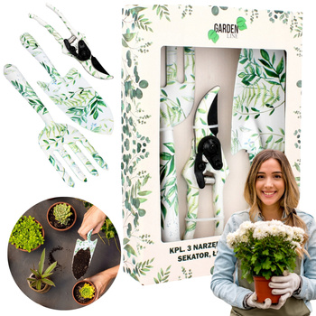 NARZĘDZIA OGRODOWE ŁOPATKA SEKATOR GRABKI DO WYSIEWU METALOWE MOCNE ozdobne