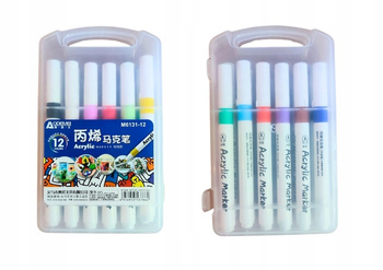 MARKERY AKRYLOWE DO TKANIN KAMIENI UBRAŃ 12 sztuk WODOODPORNE PISAKI MAZAKI