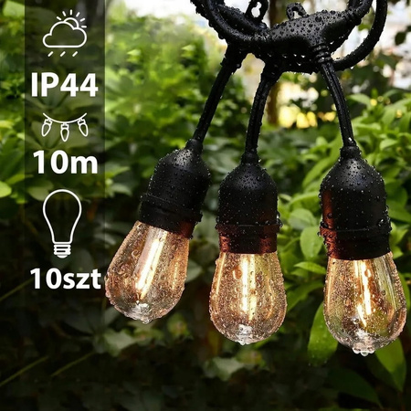 GIRLANDA OGRODOWA 20M LAMPKI OGRODOWE ŻARÓWKI E27 230V WISZĄCE 20M ŚWIETLNA