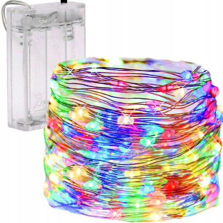 LAMPKI DRUCIKI 50 LED na baterie kolorowe drucik GIRLANDA NA STROIK RGB