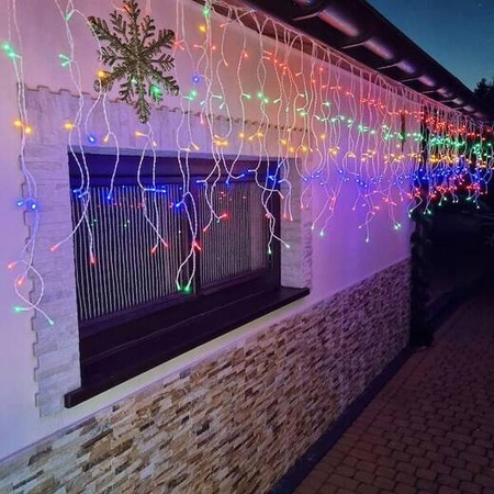 KURTYNA ŚWIETLNA 11M SOPLE 300 LED MULTI + FLASH sople hermetyczny kabel