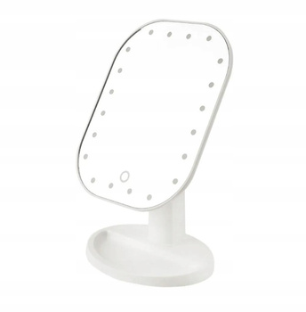 LUSTERKO KOSMETYCZNE DO MAKIJAŻU PODŚWIETLANE 20 LED OBROTOWE BIAŁE
