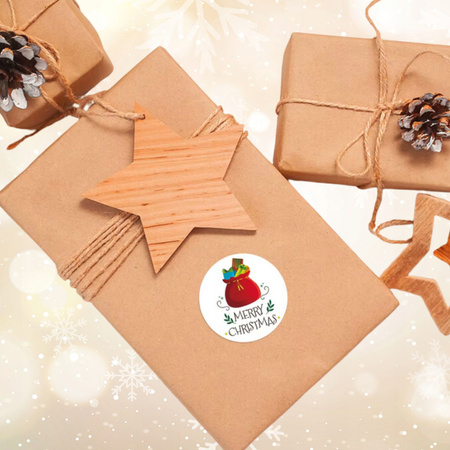 Naklejki Świąteczne Samoprzylepne na Prezenty Święta Ozdoby Mikołaj 500szt