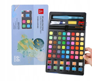 Farby Akwarelowe Zestaw Farb Akwarelowych Akwarele Wodne w Kostkach 60szt