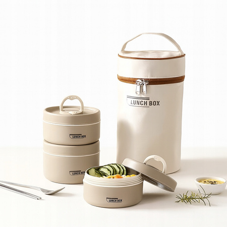 TERMOS OBIADOWY NA ŻYWNOŚĆ POJEMNIK TERMICZNY ZUPE 1,4L 3 SZT STALOWE TORBA