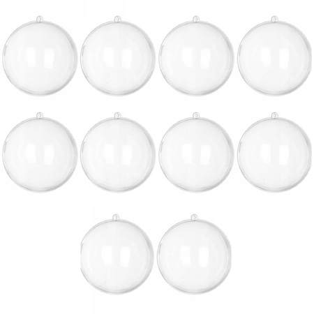 ZESTAW BOMBEK AKRYLOWYCH 10x OTWIERANE 10CM BOMBKI PRZEŹROCZYSTE