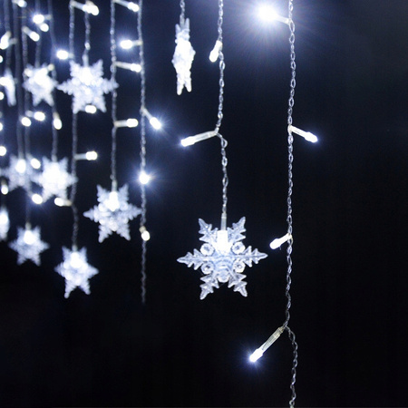 3,5M KURTYNA ŚWIETLNA ŚNIEŻYNKI LED LAMPKI ŚWIĄTECZNA GIRLANDA ZIMNA