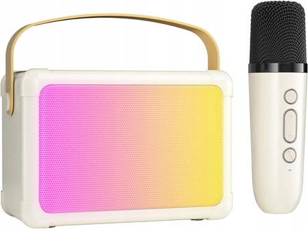 PRZENOSNY GŁOŚNIK BLUETOOH KARAOKE + 2 MIKOROFONY PANEL LED PODŚWIETLENIE