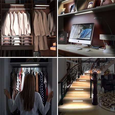 LAMPKA PODSZAFKOWA LED Z CZUJNIKIEM RUCHU 20CM POD MEBLE SAMOPRZYLEPNA