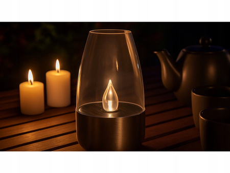ZNICZ SOLARNY LED ŚWIECZKA ŚWIECA SENSOR ZMIERZCHU METALOWY WKŁAD DO ZNICZY