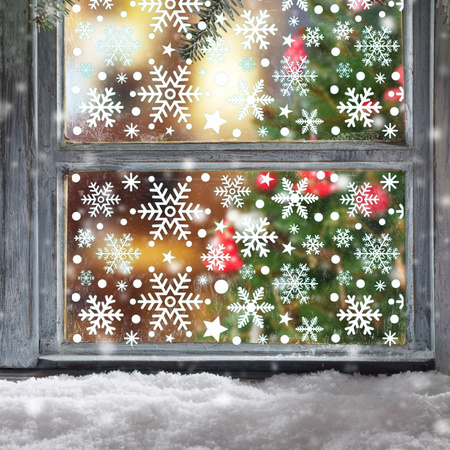 NAKLEJKI ŚWIĄTECZNE OZDOBY NA SZYBĘ OKNO PŁATKI ŚNIEGU śnieżynki ozdoba