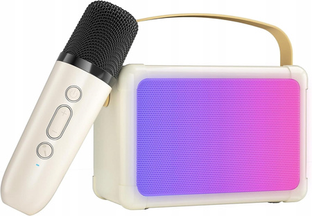 PRZENOSNY GŁOŚNIK BLUETOOH KARAOKE + 2 MIKOROFONY PANEL LED PODŚWIETLENIE