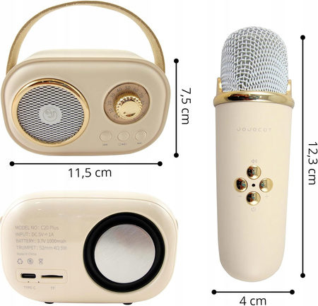 GŁOŚNIK KARAOKE Z MIKROFONEM DLA DZIECKA NA PREZENT ŚWIĘTA KLASYCZNY STEREO