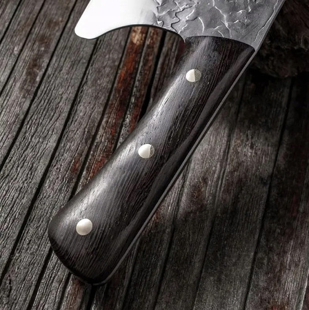 NÓŻ SZEFA KUCHNI RĘCZNIE KUTY STAL NIERDZEWNA CHROMOWANA 30CM TASAK