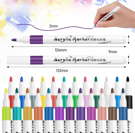 MARKERY AKRYLOWE PISAKI MAZAKI FLAMASTRY 24 DO RÓŻNYCH POWERZCHNI