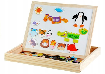 TABLICA DREWNIANA DLA DZIECI MAGNESY 130 SZTUK MARKER EDUKACYJNA