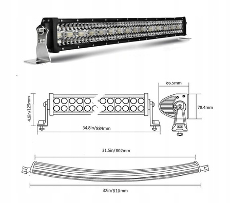 PANEL LED LAMPA ROBOCZA 70cm HALOGEN 600W 12-24V CREE BAR 30000LM