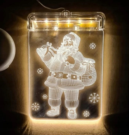 WITRAŻ led ŚWIĄTECZNY 3d na okno ozdoba lampki świąteczne Mikołaj OZDOBA