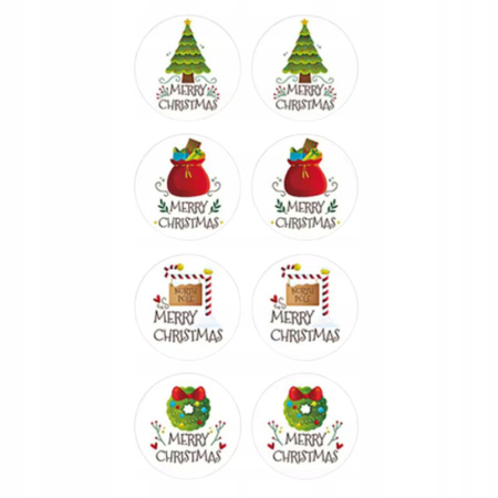 Naklejki Świąteczne Samoprzylepne na Prezenty Święta Ozdoby Mikołaj 500szt