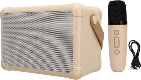 PRZENOSNY GŁOŚNIK BLUETOOH KARAOKE + 2 MIKOROFONY PANEL LED PODŚWIETLENIE