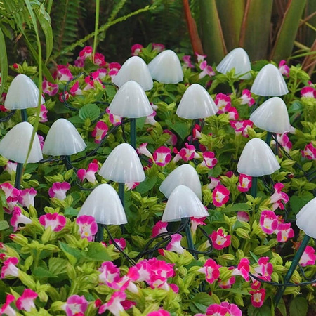 LAMPKI SOLARNE GRUNTOWE OGRODOWE WBIJANE GRZYBKI 5M 10 LED RGB