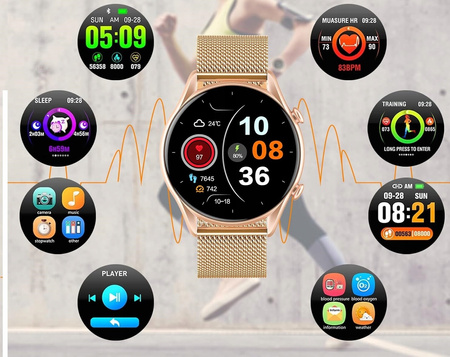 smartwatch DAMSKI IP68 NA BRANSOLECIE ELEGANCKI WODOODPORNY ZEGAREK PREZENT
