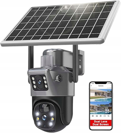 KAMERA obrotowa zewnętrzna solarna gsm 4G lte sim 2 OBIEKTYWY VISION 8MP 4K