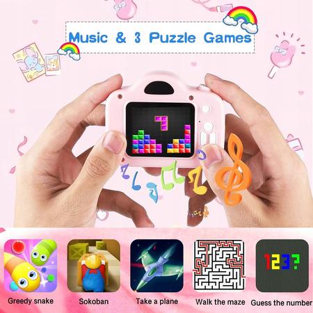 APARAT FOTOGRAFICZNY CYFROWY DLA DZIECI FullHD KAMERA ZABAWKA GRY