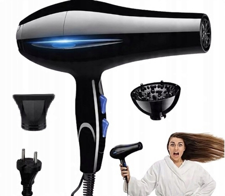 SUSZARKA DO WŁOSÓW 1200W JONIZUJACA ZIMNY NAWIEW 2 KOŃCÓWKI DO MODELOWANIA