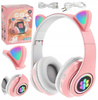 SŁUCHAWKI NAUSZNE LED KOCIE USZY IDEALNE NA PREZENT DLA DZIECKA DZIECI