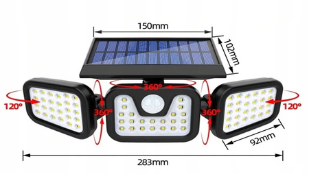 LAMPA LED SOLARNA CZUJNIK RUCHU ZMIERZCHU 360 307