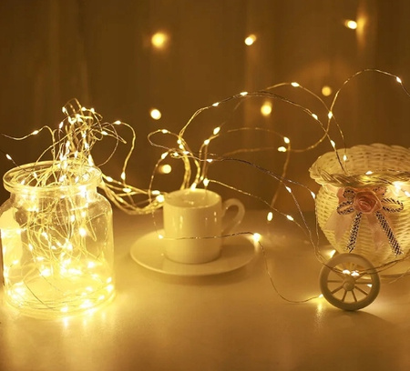 LAMPKI DRUCIKI 50 LED na baterie kolorowe drucik GIRLANDA NA STROIK RGB 5M