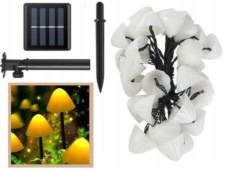 ŚWIETLNE GRZYBKI: LAMPKI SOLARNE GRUNTOWE - CIEPŁE 5M 10 LED