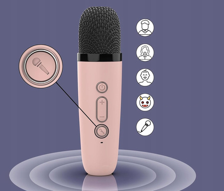 PRZENOSNY GŁOŚNIK BLUETOOH KARAOKE + 2 MIKOROFONY PANEL LED PODŚWIETLENIE