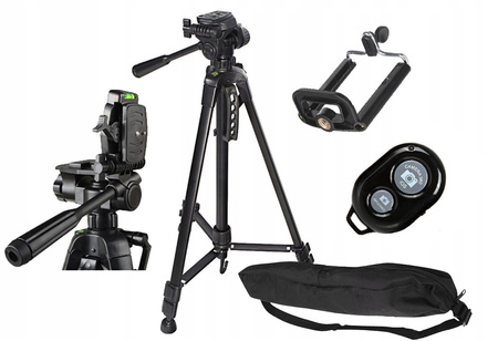 TRIPOD STATYW DO ZDJĘĆ 120CM PILOT UCHWYT DO SMARTFONA SELFIE STICK