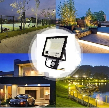 Halogen LED Z CZUJNIKIEM ruchu 50W naświetlacz IP