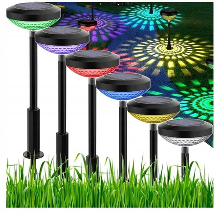 LAMPKA OGRODOWA SOLARNA WBIJANA LED MOZAIKA RGB LAMPA DEKORACYJNA 2 SZTUKI