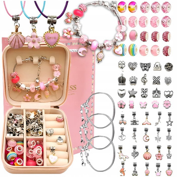 ZESTAW DO ROBIENIA BIŻUTERII NASZYJNIKÓW BRANSOLETEK ZAWIESZKI + KUFEREK