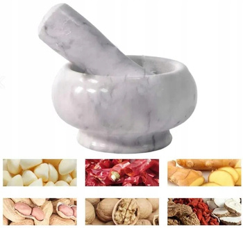 MOŹDZIERZ KAMIENNY KUCHENNY DO PRZYPRAW Z TŁUCZKIEM DO ZIÓŁ PRZYPRAWY