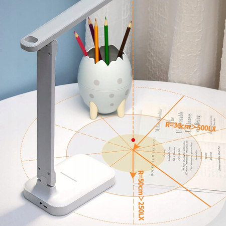 LAMPKA BIURKOWA LED Z AKUMULATOREM SZKOLNA NA BIURKO DTYKOWA KREŚLARSKA USB