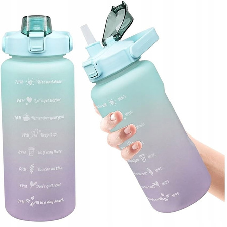 BIDON NA WODĘ SPORTOWY BUTELKA SPORTOWA 2L ZE SŁOMKĄ TRITAN motywacyjna