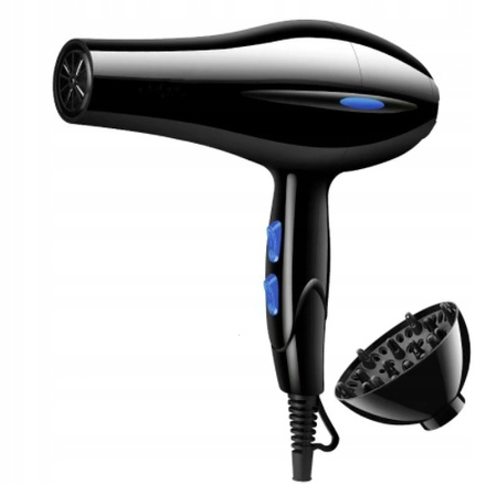 SUSZARKA DO WŁOSÓW 1200W JONIZUJACA ZIMNY NAWIEW 2 KOŃCÓWKI DO MODELOWANIA