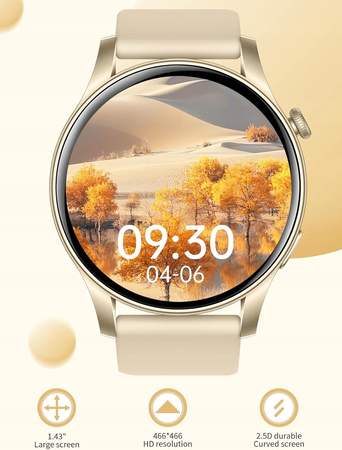 KOBIECY SMARTWATCH DLA DZIEWCZYNY PREZENT AMOLED BRANSOLETA SILIKON SMART