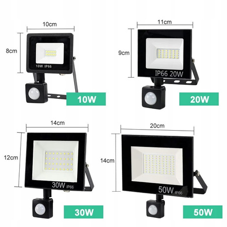 Lampa Naświetlacz LED 10W Z CZUJNIK RUCHU PREMIUM