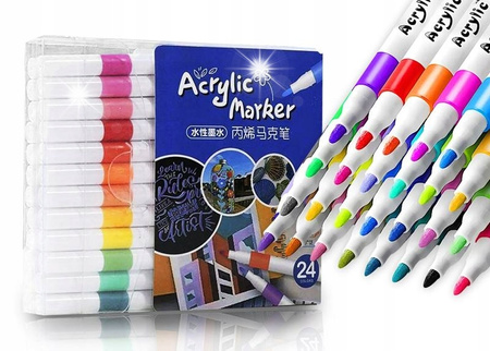 MARKERY AKRYLOWE PISAKI MAZAKI FLAMASTRY 24 DO RÓŻNYCH POWERZCHNI